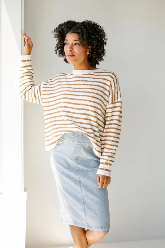 'Hayes' Cotton Striped Sweater in Ivory