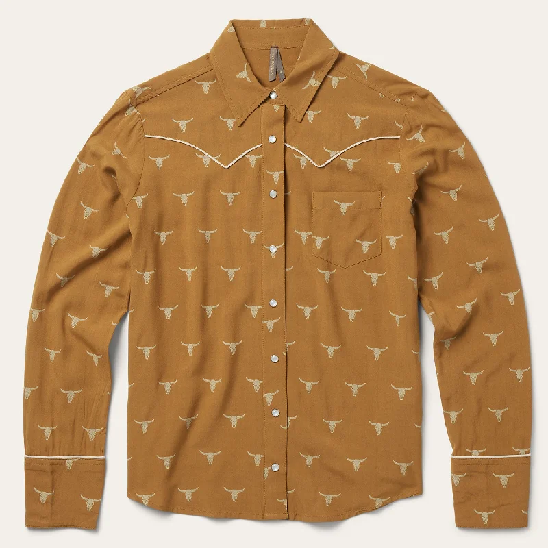 Mojave Longhorn Print Snap Western Shirt