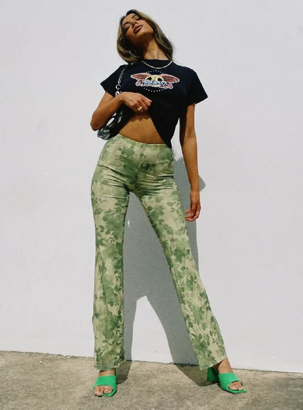 Motel Heny Trouser Blurred Floral Green