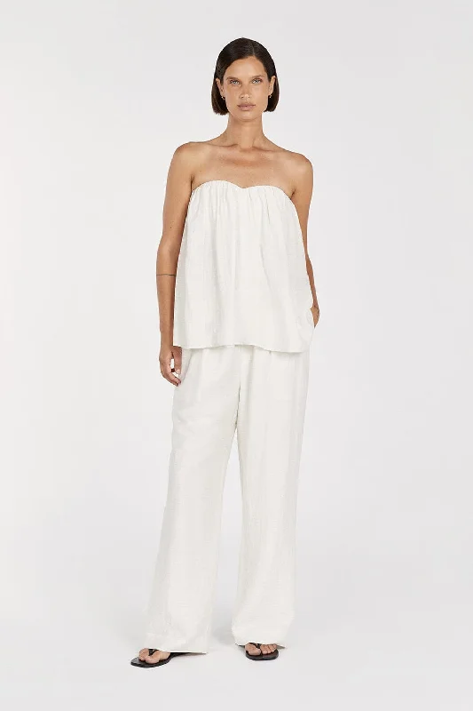 SHANIYA OFF WHITE LINEN BLEND PANT