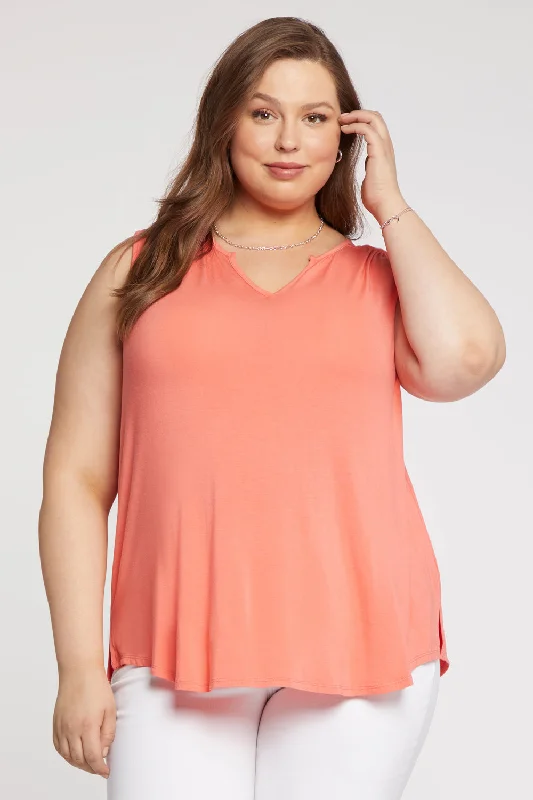 Sleeveless Perfect Tee In Plus Size - Deep Sea Coral