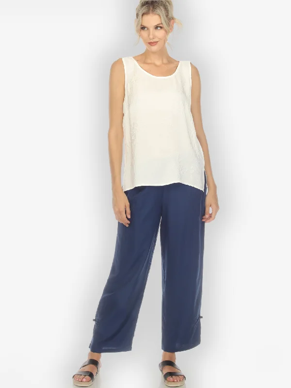 Silk Blend Solid Navy Pant