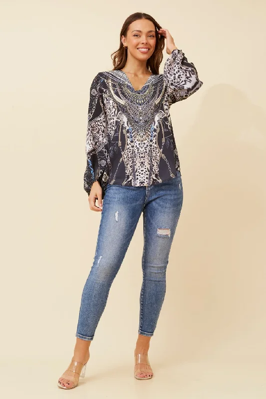 VALIKA ARABESQUE PRINT BLOUSE