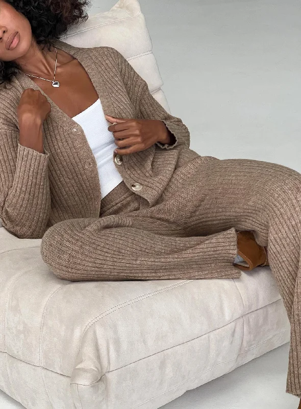 Yang Wide Leg Knit Pants Brown