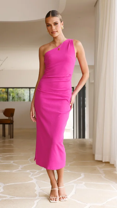 Alaina Midi Dress - Magenta