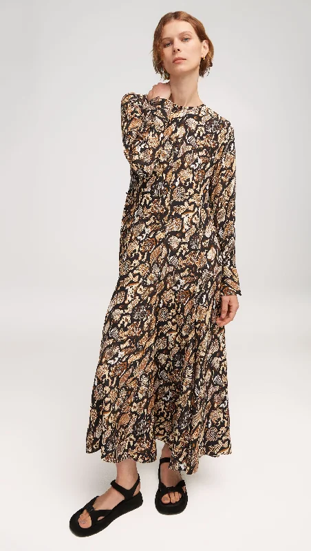 Benson Dress in Matte-side Silk Charmeuse | Geo Print