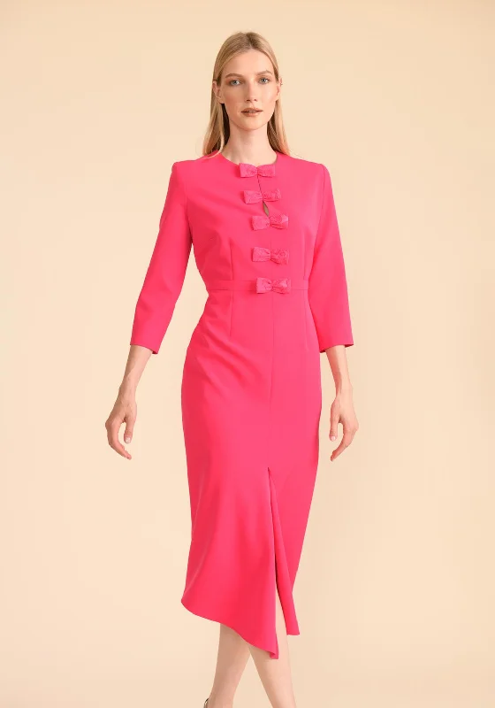 Caroline Kilkenny Maggy Bow Placket Midi Dress, Watermelon