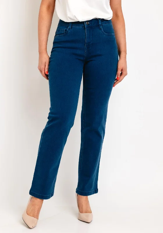 Fransa Elli Luxe Straight Leg Jeans, Mid Blue Denim