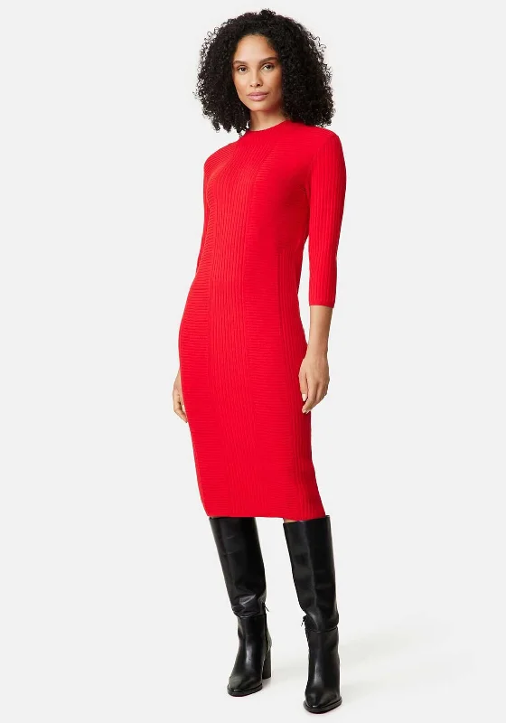 Gerry Weber Ribbed Knit Midi Dress, Red