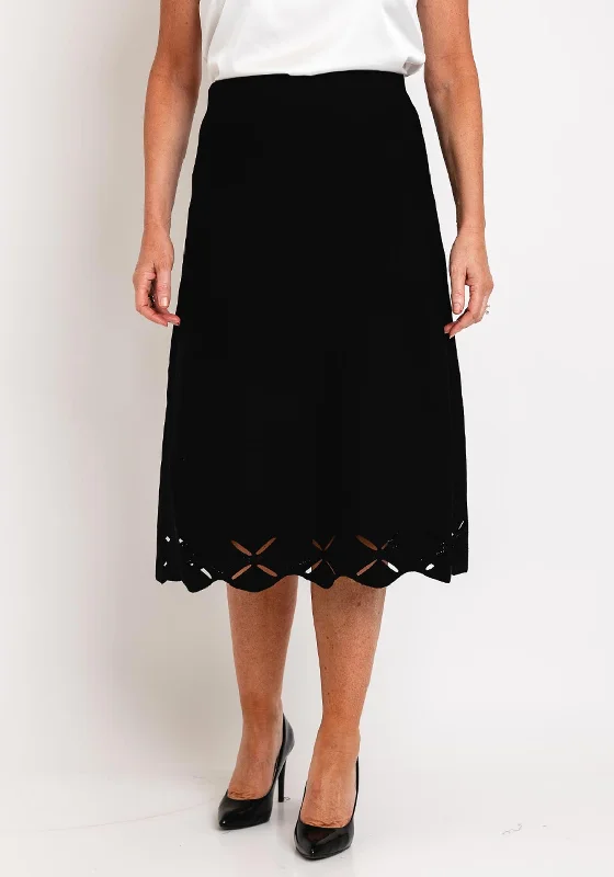 Gerry Weber Cut-Out Pattern Trim Midi Skirt, Black