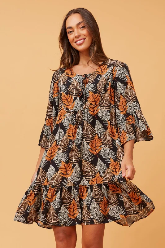 HAILEY LEAF PRINT SHORT DRESS