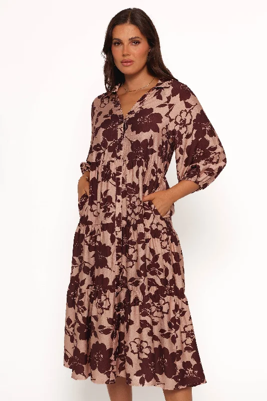 Isaac Maxi Dress - Brown Floral