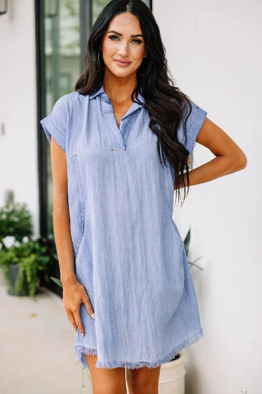 Just My Type Denim Blue Chambray Dress