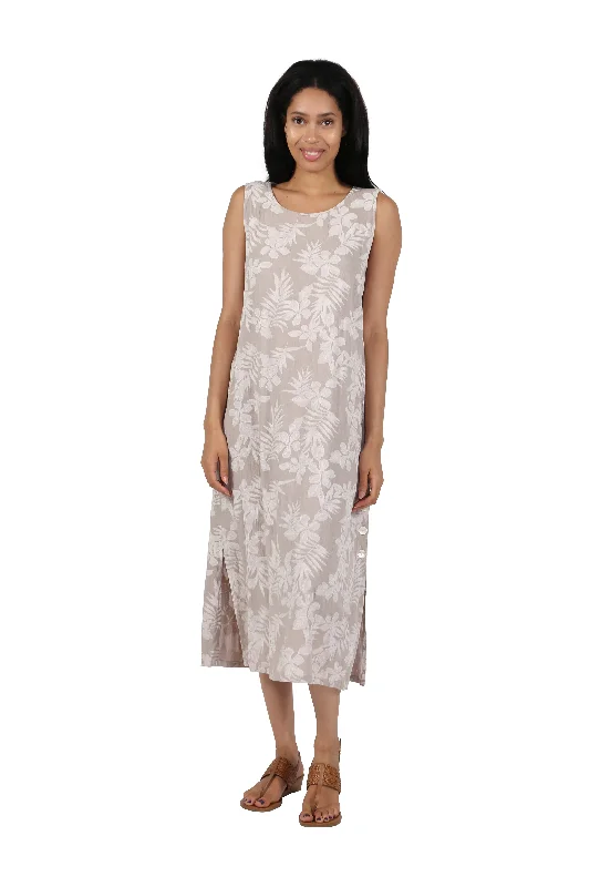 La Cera Sleeveless Floral Tonal Printed A-Line Dress