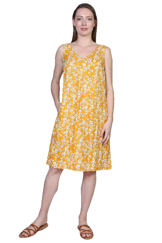 La Cera Sleeveless Rayon Printed A-Line Dress