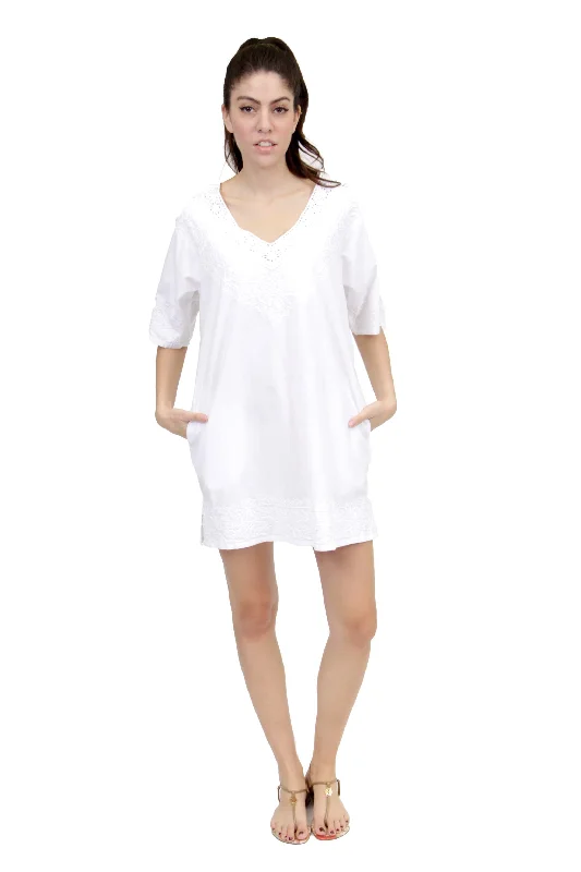 La Cera White Embroidered Cover Up