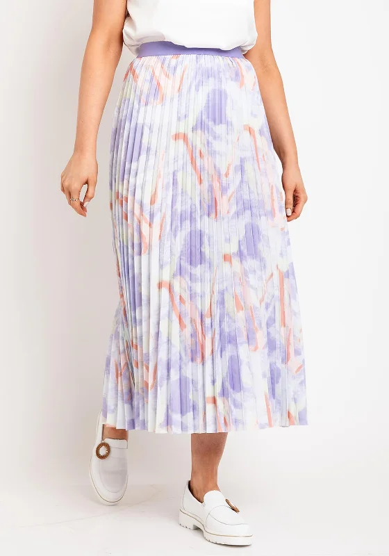 Leo & Ugo Print Pleated Midi Skirt, Lilac