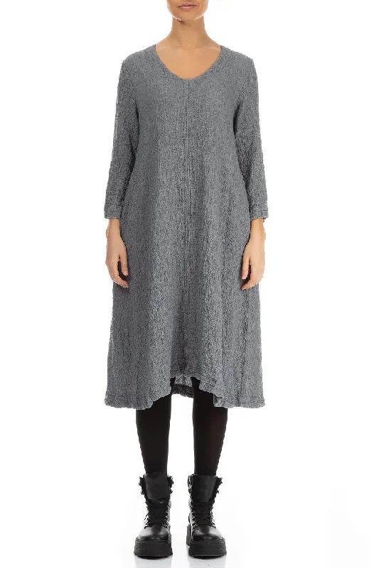 Midi Pepper Grey Wool Dress