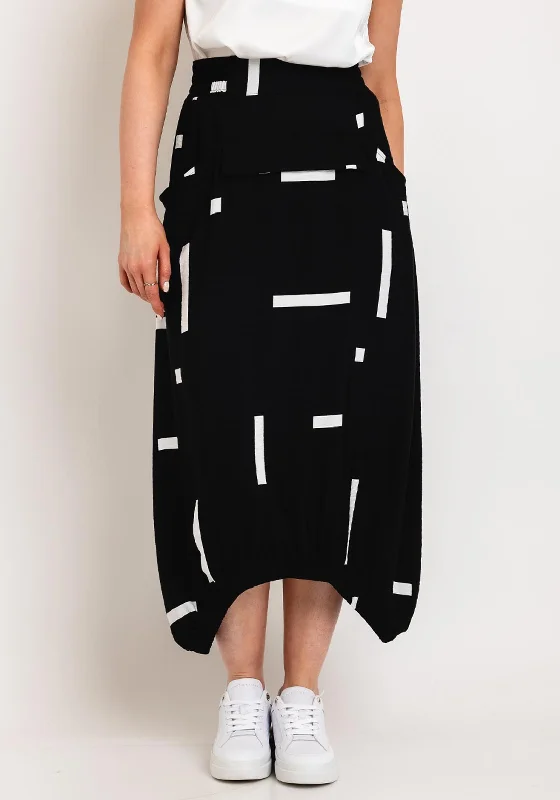 My Soul Contrast Print Midi Skirt, Black