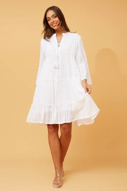 NADIRA BRODERIE ANGLAISE TIERED DRESS