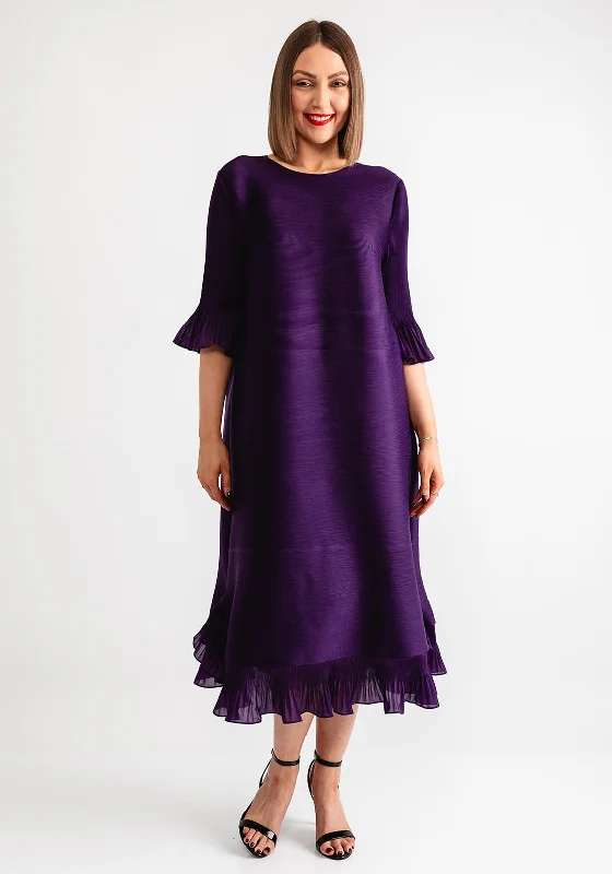 Thanny Ruffle Trim Midi Dress, Purple