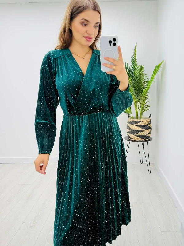 VELVET MIDI DRESS GREEN