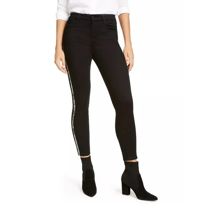 7 For All Mankind Women's Ankle Python Stripe Skinny Jeans Black Size 8