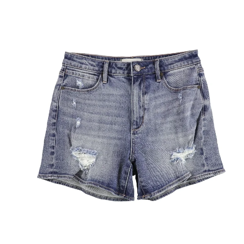 Articles of Society Womens Distressed Casual Denim Shorts, Blue, 26