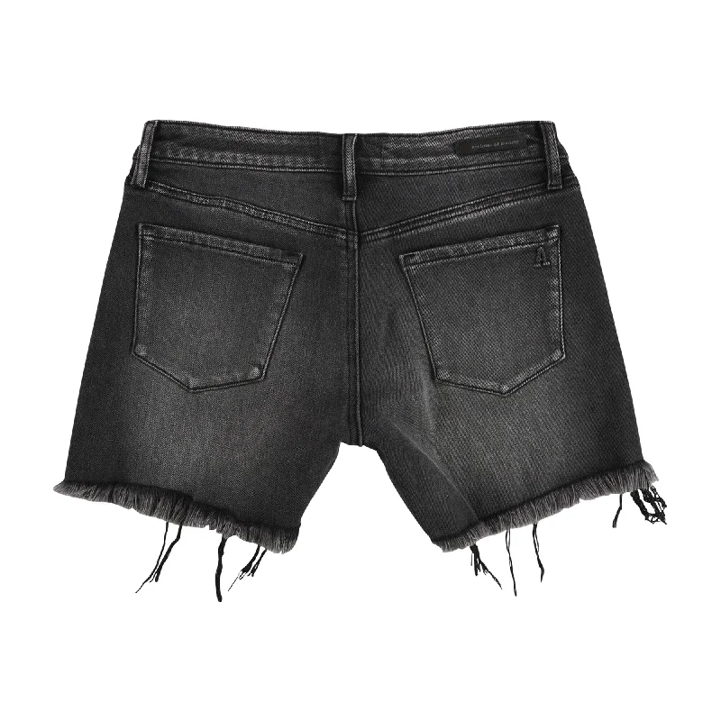 Articles of Society Womens Fringe Casual Denim Shorts, Black, 26