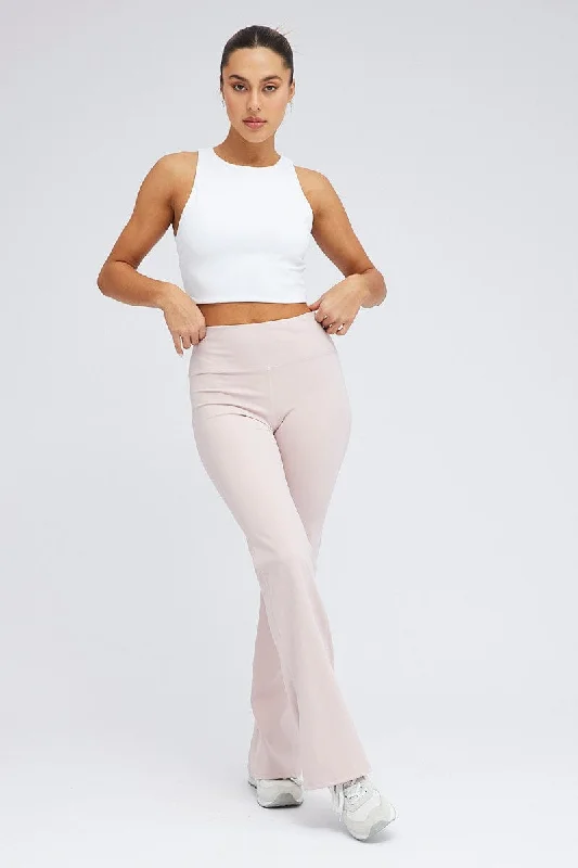 Beige Flare Leg Pants Legging