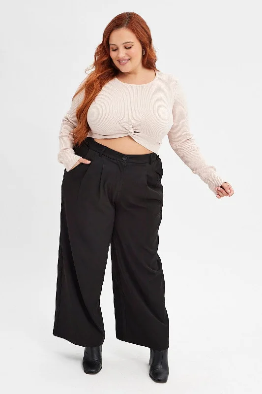 Black Wide Leg Pants High Rise