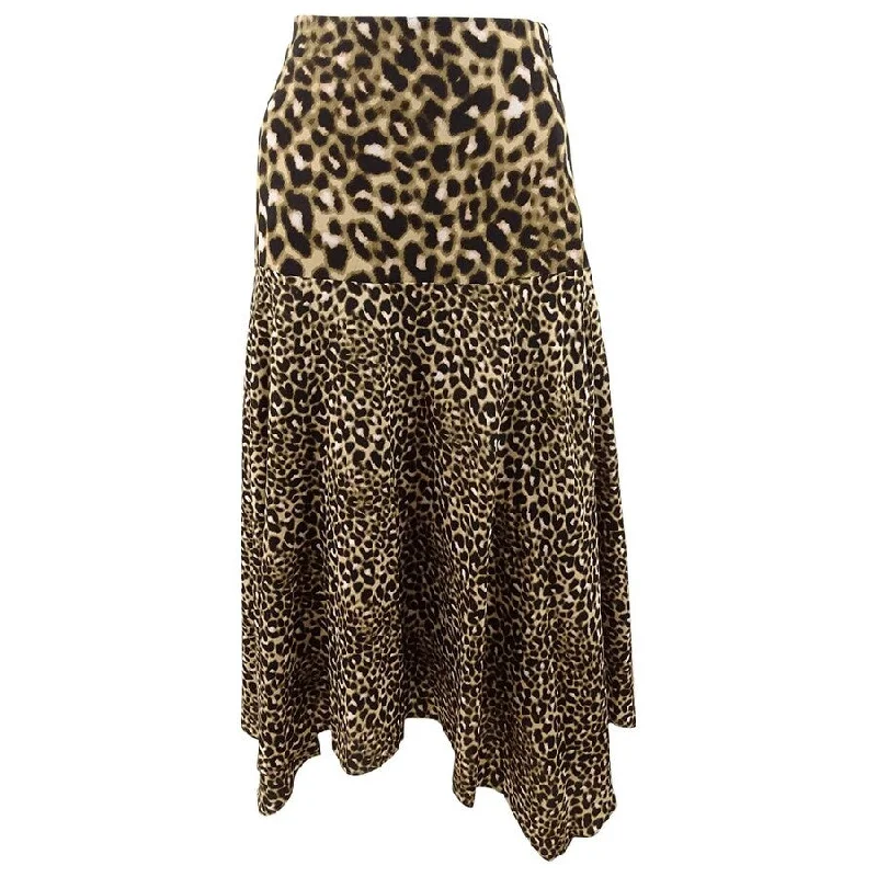 Calvin Klein Women's Leopard-Print Handkerchief-Hem Skirt