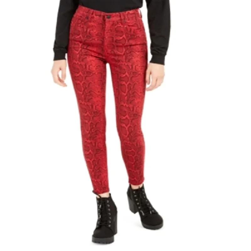 Celebrity Pink Women's the Spice Snake Print Hi Rise Jeans Red Size 1