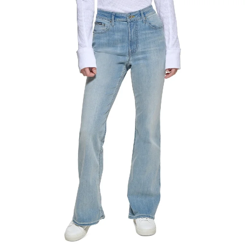 Dkny Women's Boerum High Rise Flare Leg Jeans Blue Size 24