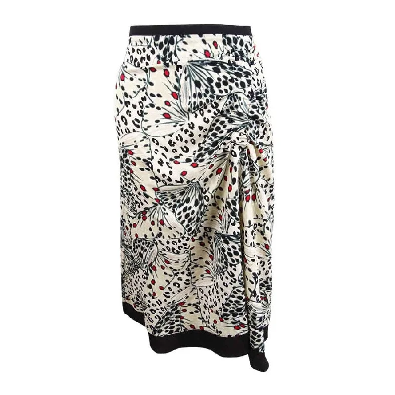 DKNY Women's Draped Printed A-line Skirt