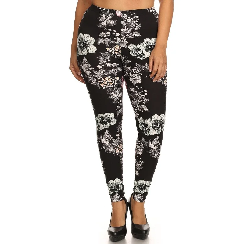 Floral Graphic Printed Jersey Knit Legging