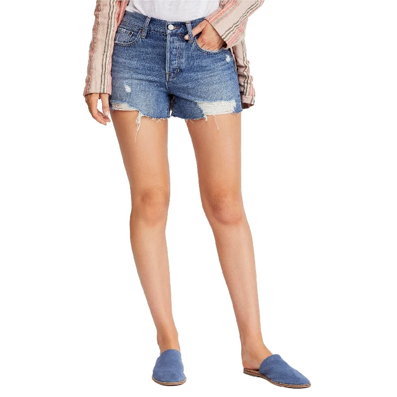 Free People Womens Sofia Distressed Casual Denim Shorts, Blue, 30