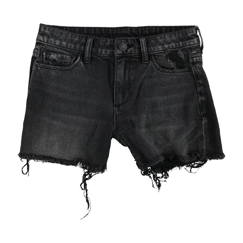 Golden Win Premier Womens Distressed Casual Denim Shorts, Black, 26