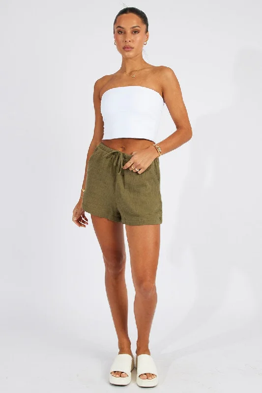 Green Relaxed Shorts Elasticated Waist