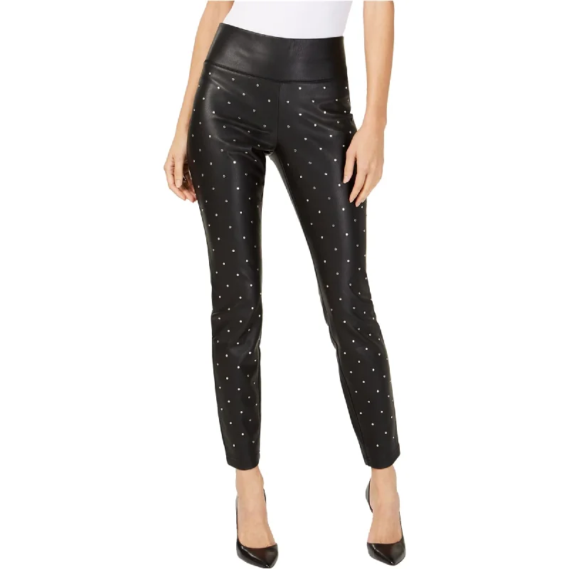 I-N-C Womens Faux-Leather Casual Trouser Pants