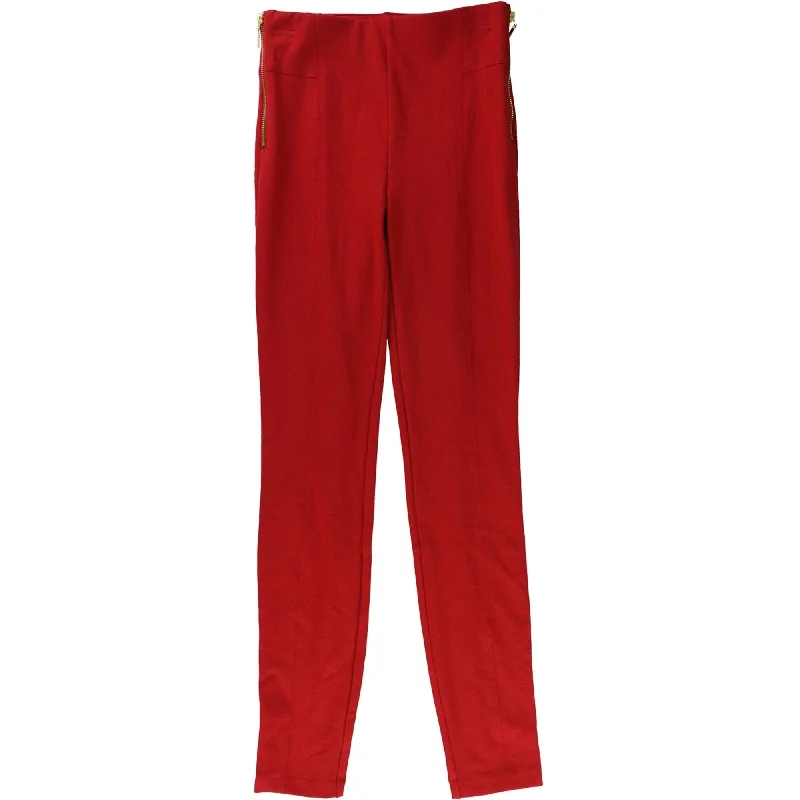 I-N-C Womens Zip Side Casual Leggings, Red, 0