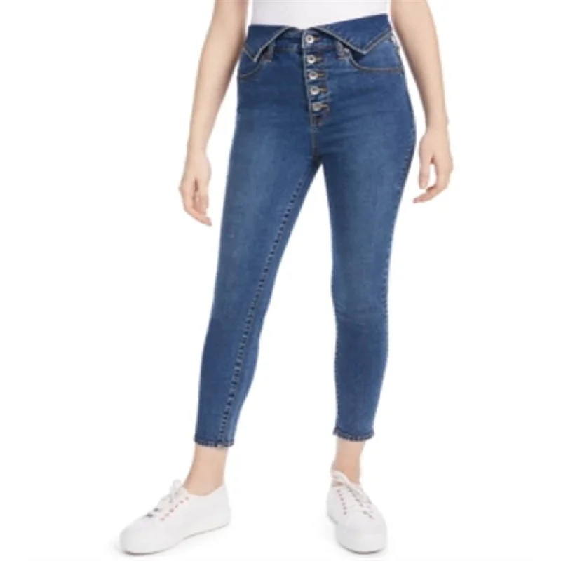 Kendall and Kylie Women's Flipped Waistband Skinny Jeans Blue Size 27