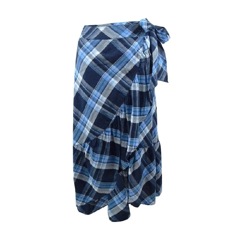 Lauren Ralph Lauren Women's Plaid Ruffled Asymmetrical Skirt