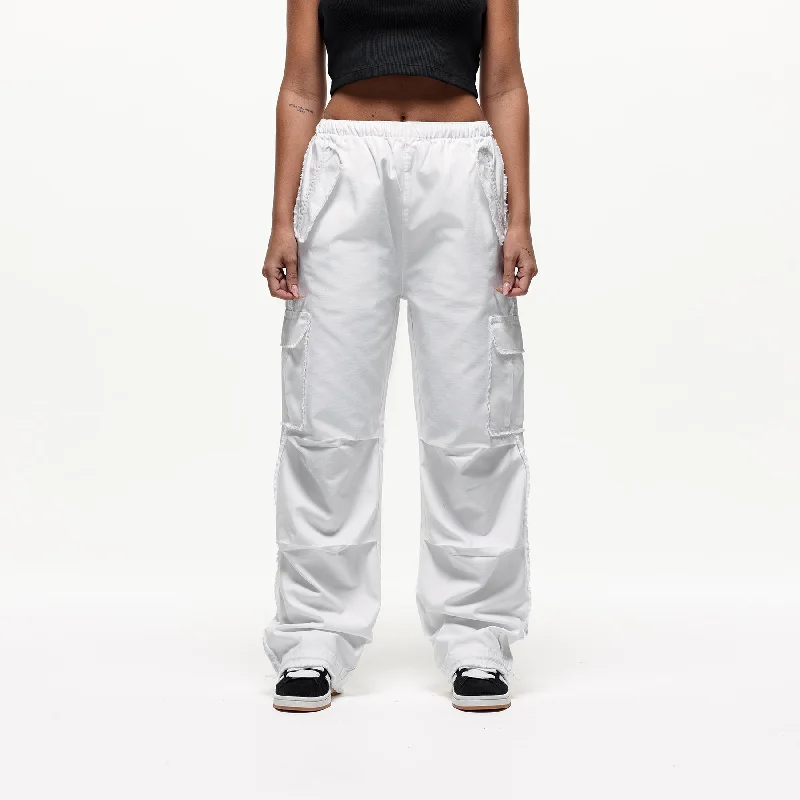 Distressed White Cargo Pants (Final Sale)