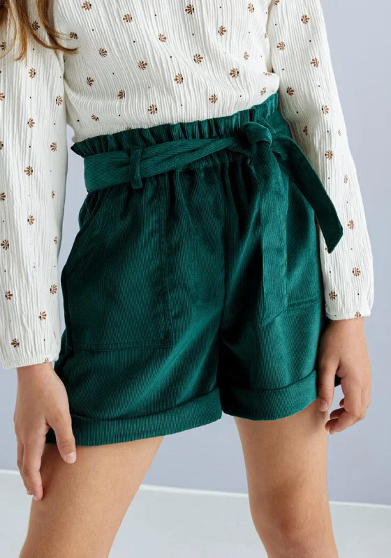 Mayoral Older Girl Corduroy Shorts, Green