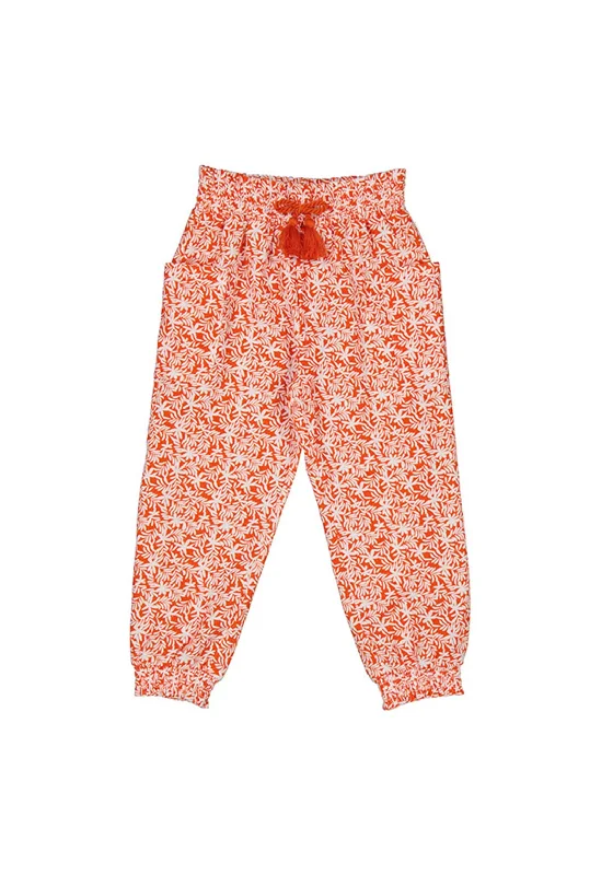 Mayoral Girl Printed Cotton Trouser, Orange