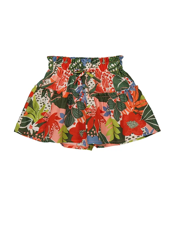 Mayoral Girl Printed Culotte Shorts, Orange Multi