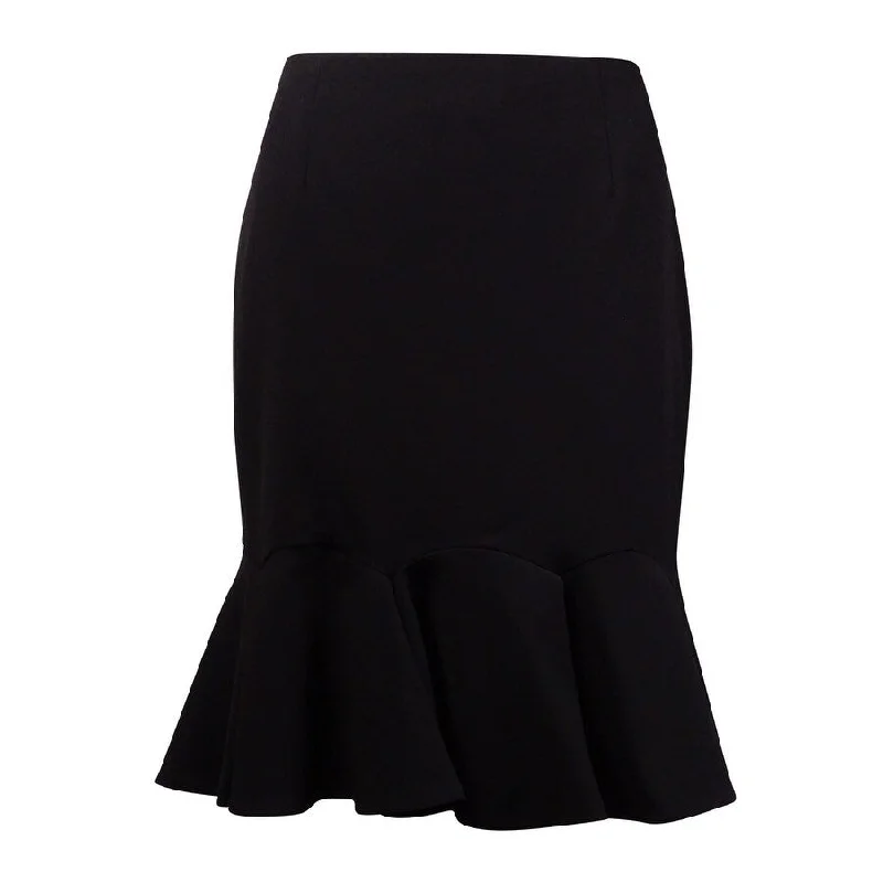 Nine West Women's Solid A-Line Flounce Hem Skirt