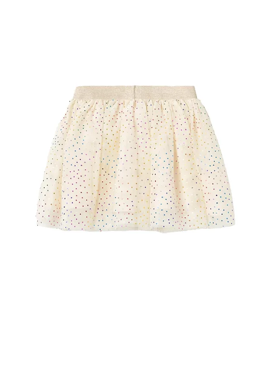 Name It Mini Girl Vaboss Glitter Tulle Skirt, Buttercream