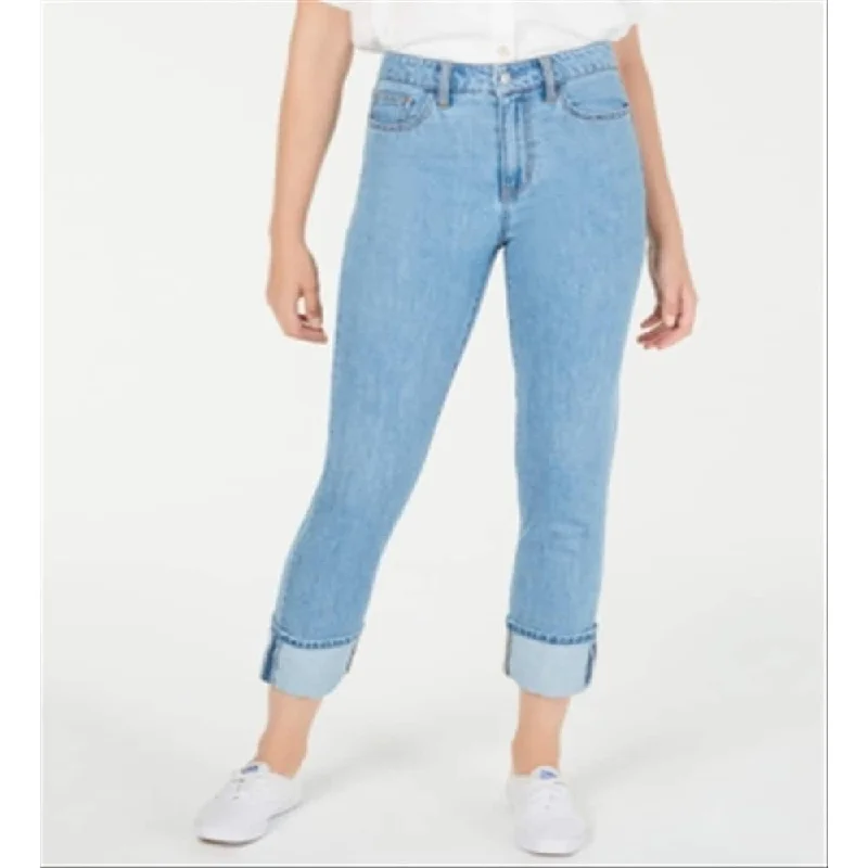 Oat Cuffed Straight-Leg Jeans Blue Size 31